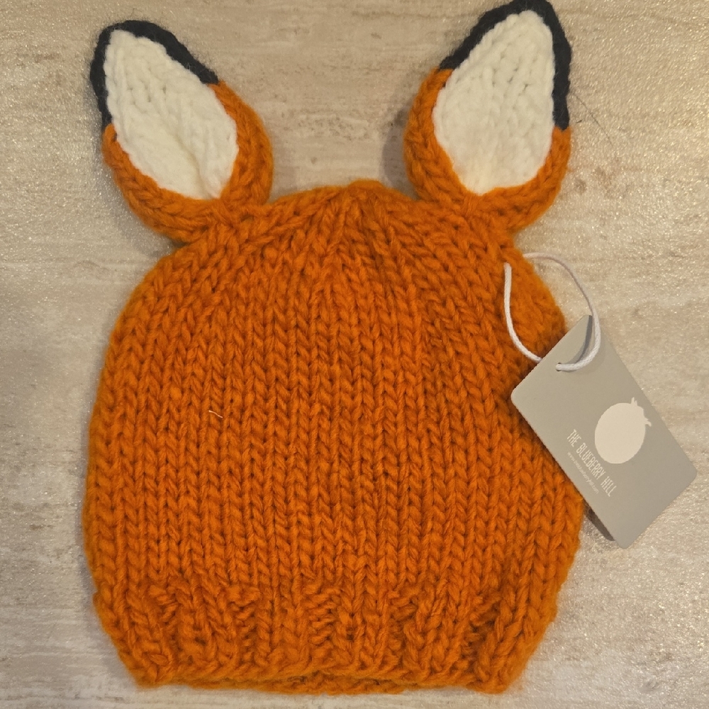 New The Blueberry Hill Orange Fox Ear Knit Beanie